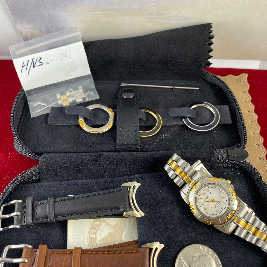 Eddie Bauer Convertible Watch S/S Leather 4 Bezels